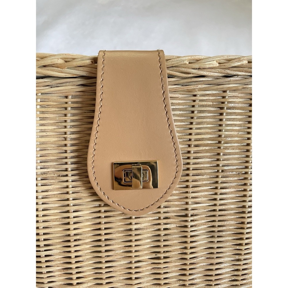 KAYU Mia leather-trimmed wicker shoulder bag Leather Straps Basket Bag Summer - Picture 8 of 12